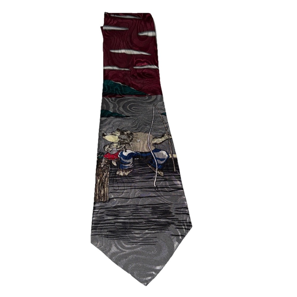 Gone Fishing Hallmark Special Ties Fun Printed Satin Neck‎ Tie